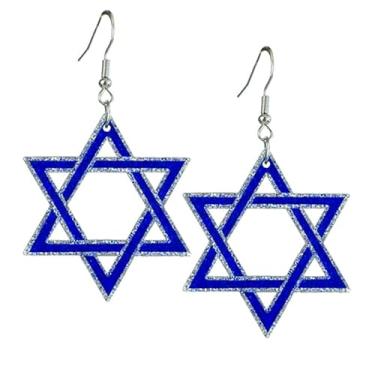 Imagem de 1-3 pares de brincos de pingente de Hanukkah com glitter para mulheres, azul, branco, menorá, estrela de Davi, acessórios de joias religiosas judaicas, presentes de Natal de Chanucá, middle, Acrílico,