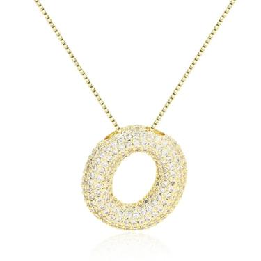 Imagem de Colar com letra de bolha, balões de ouro, corrente banhada a ouro delicada, pingente de alfabeto, colar com pingente de letras fofas, presentes para meninas adolescentes, coisas modernas, Metal, Sem