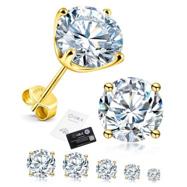Imagem de Delzzad Solitário Brincos de quatro garras parafuso nas costas cor D VVS Moissanite sintético S925 brincos unissex joias perfeitas para qualquer ocasião e uso diário, presente de aniversário de