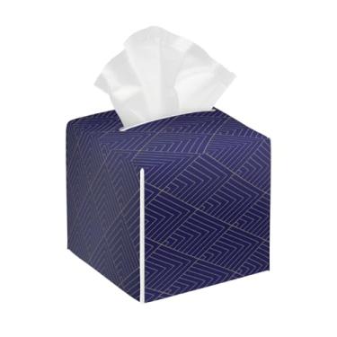 Imagem de Capa quadrada de couro para caixa de lenços de papel, impermeável, roxo, abstrato, organizador de papel facial com cinto inferior, estojo de lenços para mesa, banheiro, escritório, mesa, carro