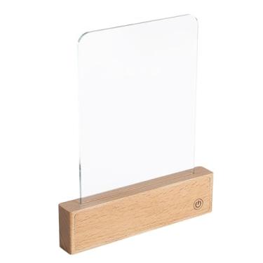 Imagem de Luminária de leitura recarregável com base de madeira, painel de LED com 3 cores e intensidade ajustável, luz de leitura portátil para cama, USB tipo C, brilho ajustável.