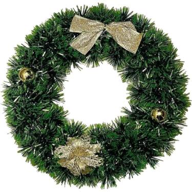Imagem de Guirlanda Porta de Natal Enfeite Decoração Natalina de Luxo Vermelho ou Dourado 30cm (Vermelho Mod.2)