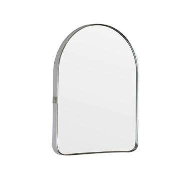 Imagem de Funly mee Espelho de parede arqueado, espelho de plástico montado na parede, para banheiro e penteadeira (prata, 11,8 x 15,8)