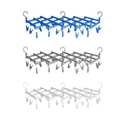 Imagem de Varal Sanfonado Dobrável com 29 Prendedores, Plástico e Aço, 110cm Ajustável, Compacto para Roupas Íntimas e Pequenas Peças