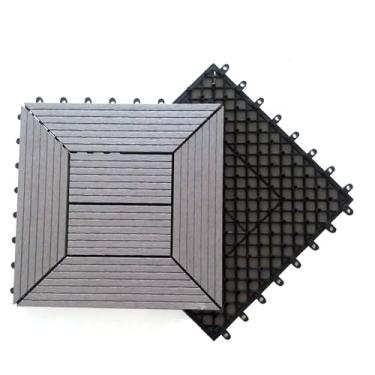 Imagem de Azulejos de deck interligados 30 x 30 cm, piso externo, azulejos de madeira de acácia, piso de pátio à prova d'água para varanda e quintal, uso interno e externo I 11 peças