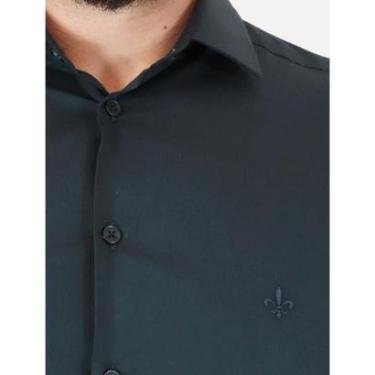 Imagem de Camisa Dudalina Masculina Milano Tricoline Lisa Stretch Azul Marinho-Masculino