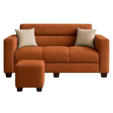 Imagem de Sofá Liege Solar 3 Lugares com 2 almofadas + 1 Puff Terracota, TERRA C