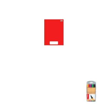 Imagem de Kit Caderno Brochura Capa Dura PEPPER Vermelho 80 Folhas + Caneta Point 88 Fineliner 10 Cores