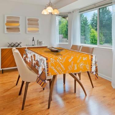 Imagem de Toalha de Mesa Plástica Térmica Impermeável para 4 6 e 8 Lugares Toalha Retangular Antiderramamento para Cozinha e Sala (MATINAL,6 Lugares)