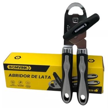 Imagem de Abridor de Latas e Garrafas, Aço Inoxidável, Sistema Giratório, Cabo Ergonômico Antiderrapante, 21cm