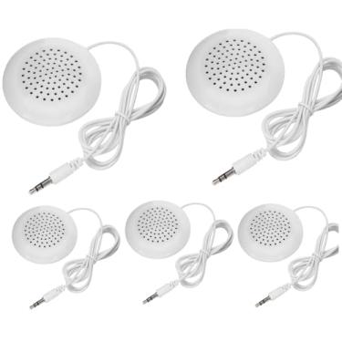 Imagem de HilBeliFU Conjunto de 5 peças de alto-falantes para dormir, alto-falante embaixo do travesseiro de 3,5 mm com fio de 100 cm, alto-falante ABS portátil para dormir para MP3, MP4, telefone, leitor de CD