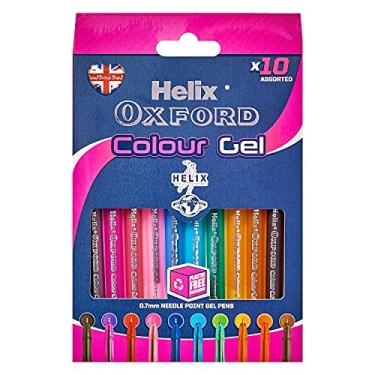 Imagem de Helix Canetas de gel Oxford Color (pacote com 10 cores sortidas) com embalagem sem plástico, 10 unidades (pacote com 1)