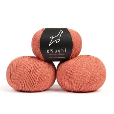 Imagem de eKushi 100% fio de alpaca para bebês para tricô e crochê - conjunto de 3 novelos de fio premium DK - leve, hipoalergênico e térmico, feito no Peru - ideal para projetos delicados (M801 - terracota)
