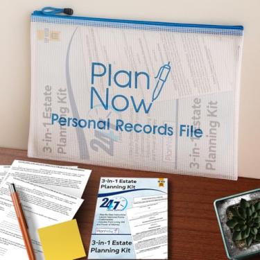 Imagem de PlanNow Kit de organização imobiliária - Arquivo de registros pessoais com instruções claras e fáceis Documentos de planejamento jurídico 3 em 1 - Senha mestre e divisória com abas pré-etiquetadas