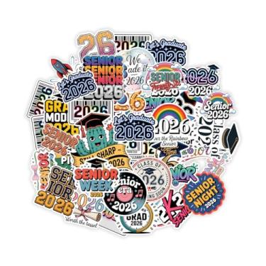 Imagem de Pacote de adesivos de 60 peças para idosos 2026 para estudantes 2026 adesivos de formatura classe de 2026 presente universitário decoração para laptops, garrafas de água, carros, álbuns de recortes