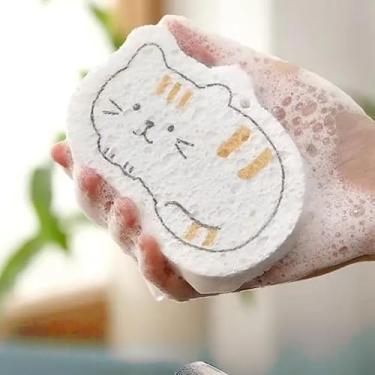 Imagem de Esponja de lavar louça, 3 peças, desenho animado, pata de gato, resistente a arranhões, resistente ao odor para pratos, potes e balcões, gato gordinho