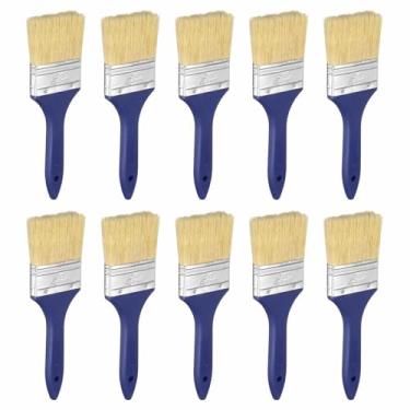 Imagem de HARFINGTON 20 pincéis de tinta de 6 cm, sem lascas, cerdas de fibra de PET com cabo azul de plástico para tintas, artesanato, vernizes, colas, gesso, parede, móveis, cercas