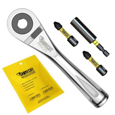 Imagem de Chave catraca manual SabreCut MRSC01K1 Mini Micro catraca de 0,6 cm de aço inoxidável sextavada profissional de 72 dentes com chave de fenda PH2 PZ2 de 1 7/64" e um suporte magnético de 2 23/64" de impacto