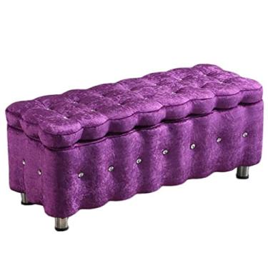 Imagem de uhyOHF Banco para pés, banco de armazenamento otomanos, loja de roupas, retangular, de lã de gelo, sofá, troca, multifuncional, armário, armário, vestiário (roxo - 40 x 40 x 40 cm