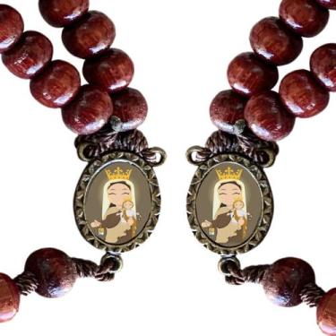 Imagem de 12 Terços de Madeira com Entremeio 2 Faces Nossa Senhora do Carmo Infa