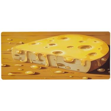 Imagem de Wassud Tapete de mouse Cheese para jogos com base de borracha antiderrapante, mouse pad longo com borda costurada, almofada grande à prova d'água para escritório, casa, 89,9 cm x 39,9 cm