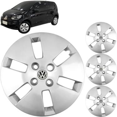 Imagem de Jogo 4 Calotas Aro 14 Volkswagen Up 2014 a 2019 Com Adesivo Logo Vw Resinado Grid GR188CB