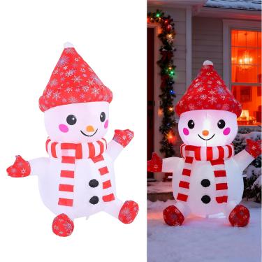 Imagem de VBESTLIFE Decorações Exteriores do Quintal do Boneco de Neve Dos Infláveis ​​ Natal de 3.9ft, Homem da Neve da Explosão Natal Com Luzes Conduzidas & Chapéu Vermelho, Decoração (Plugue EUA 100-120V)