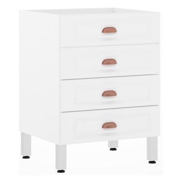 Imagem de Balcão De Cozinha S/ Tampo 60cm 4 Gavetas Branco Polar