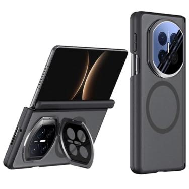 Imagem de FWYANZH Capa magnética para Huawei Mate X7, proteção de lente, capa de suporte, dobradiça translúcida fosca à prova de choque, capa traseira de telefone, preta, Mate X7
