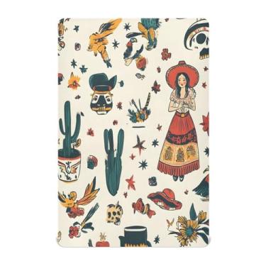 Imagem de STAYTOP Lençóis de berço estilo mexicano para meninos e meninas, lençol com elástico para berço padrão e colchão infantil, lençol de microfibra supermacia 132 × 71 cm