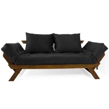 Imagem de Sofá Japão Futon Acquablock Madeira Cor Imbuia D33 - Preto