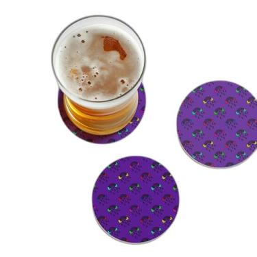 Imagem de Porta Copos Com Ilustração Personalizada Arco-íris Desenho Animado - Tamanho 9x9 cm