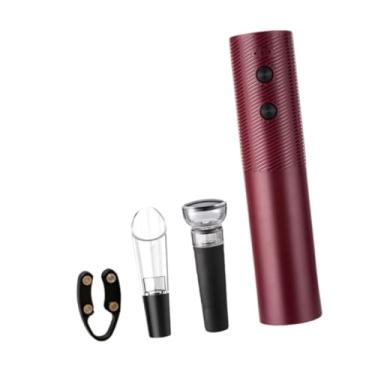 Imagem de KiBcsLic Abridor de Vinho Elétrico com Rolhas a Vácuo, Utensílio de Cozinha de Luxo, Recarregável, Removedor de Rolhas, Abridor de Garrafas de Vinho para, Vermelho