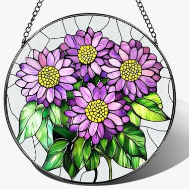 Imagem de Pendurado em vitral, enfeite de captador de sol de flor de nascimento de 20 cm, apanhadores de sol para janelas, decoração de janela e Natal, dia das mães, aniversário, presente para mulheres