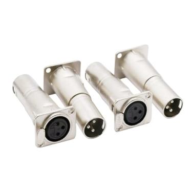 Imagem de Conector de microfone XLR fêmea para macho adaptadores de conector de tomada de áudio de 3 pinos, 4 peças