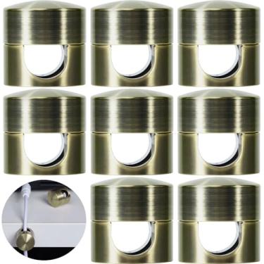 Imagem de SmallCat 8 conjuntos de suportes de carregador para cabos, suportes de âncora ajustáveis de cor de cobre antigo, clipes de cabo de metal adesivos, organizadores de fios de gerenciamento de cabos para