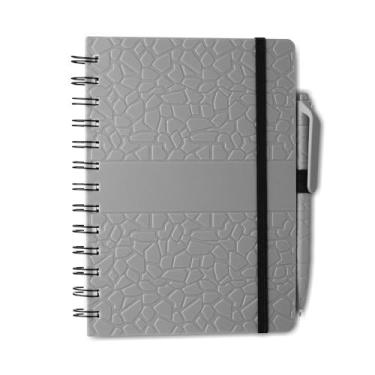 Imagem de Caderno Espiral com Capa Dura Texturizada, 70 Folhas Pautadas Impermeáveis, Suporte para Caneta, 17,8x12,8x1cm, Preto (1, Cinza)