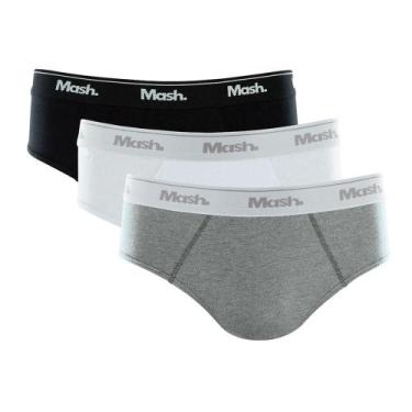 Imagem de Kit Cueca Slip Mash 3 Peças Masculina Algodão Elástico, Cinza mescla c
