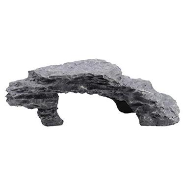 Imagem de Tartaruga esconder caverna de répteis Basking ocultar decoração de habitat ornamento feito de resina cinza tamanho 19.5x9x7cm para aquário e gabinete de réptil