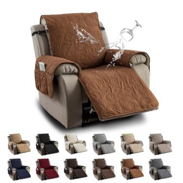 Imagem de YUEANG Capa de cadeira reclinável 100% impermeável, capas de cadeira reclinável para cadeira reclinável, tecido antiderrapante, capa de sofá para sala de estar, para animais de estimação e crianças