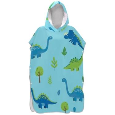 Imagem de Joisal Roupão para trocador de poncho de surfe azul e verde com desenho animado fofo para ponchos femininos leves com capuz toalha de banho de praia com capuz