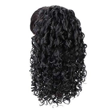 Imagem de Dioche Peruca de Rabo de Cavalo Encaracolado, Grampo Em Extensões de Cabelo para Mulheres, Aparência Sintética Com Cordão Ajustável, Festa de Casamento de Halloween, Uso Diário (BLACK)
