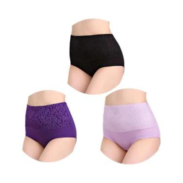 Imagem de Calcinhas De Algodão plus Size Para Mulheres, Cintura Alta, Cuecas Abd