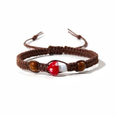 Imagem de XAM Pulseira de amizade ajustável de 8 mm com olho de tigre, pedra colorida, cogumelo, boêmia, presente, Adjustable, Nylon, Sem Pedra Preciosa