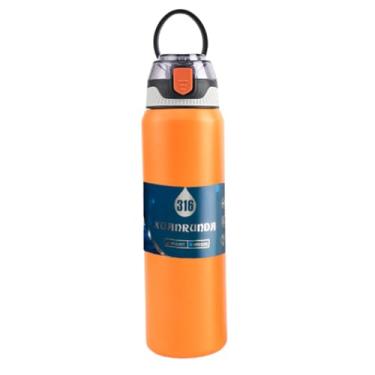 Imagem de Garrafa Térmica Inox 316 800ml Squeeze Premium Antivazamento Longa Duração Academia Trabalho Escola Viagem Esportiva Hidratante Bebida Fria Quente (Laranja)