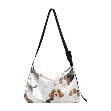 Imagem de Bolsa tiracolo azul para guitarras brancas, bolsa tiracolo feminina Hobo, bolsa transversal grande, Beaglesdog on a White-2, One Size