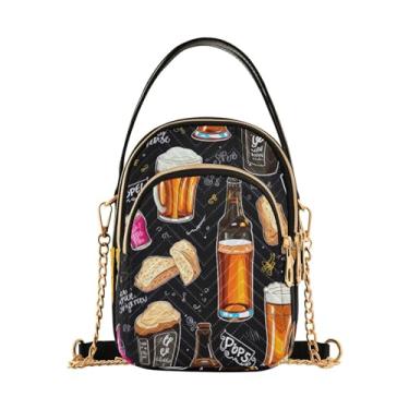 Imagem de Bolsa de ombro feminina preta com luzes de Natal, bolsa tiracolo pequena, bolsas transversais elegantes para viagens, Cerveja-1, One Size