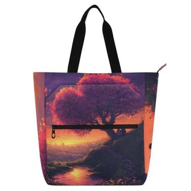 Imagem de Sacola feminina em forma de coração para dia dos namorados, bolsa escolar de lona de trabalho com zíper para uso diário, presente para amantes de livros