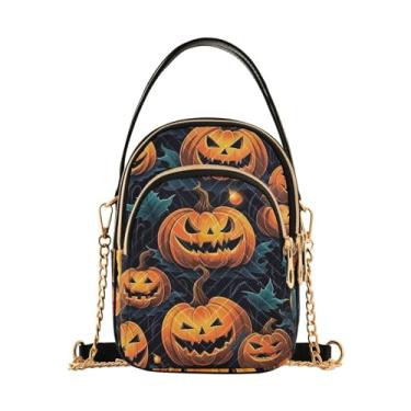 Imagem de GAIGEO Bolsa tiracolo feminina Halloween Candy and Candies, bolsa pequena com alça de ombro, bolsa transversal de verão, Abóboras de Halloween em preto - 4, One Size