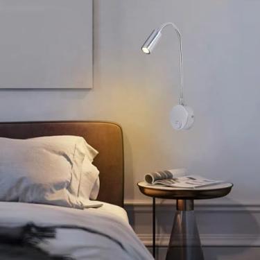 Imagem de GZZBMY Lâmpadas de parede LED com interruptor Iluminação de parede de metal moderna 360° Giratória Pescoço de Cisne Luz de leitura Mesa de cabeceira Arandela para Sala de Estar Quarto Hotéis Interior